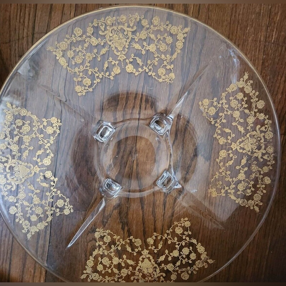 Vintage Plate with Gold pattern on glass legs